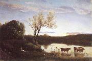 Jean-Baptiste Camille Corot L'Etang aux trois Vaches et au Croissant de Lune